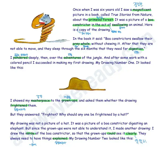 영어원서 어린왕자 Chapter 1 단어 + 문장해석 + 강의