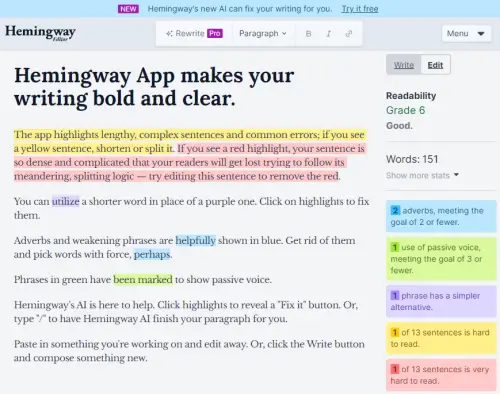 영어 문법 검사기 Hemingway App 이용방법